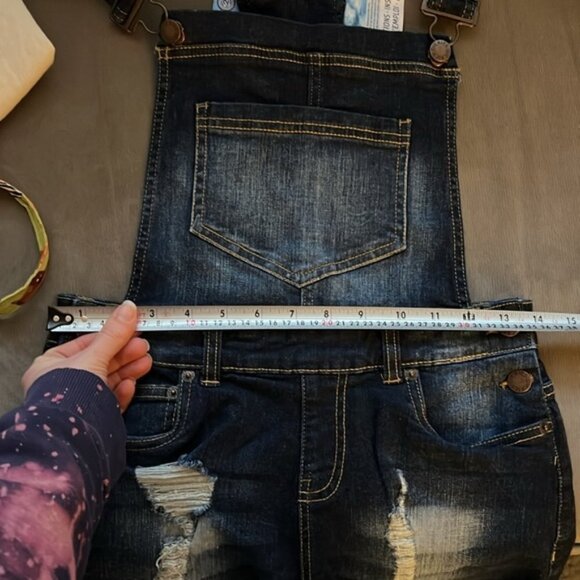 Dickies Distressed Raw Hem Bib Shortalls Sz S - Picture 14 of 15